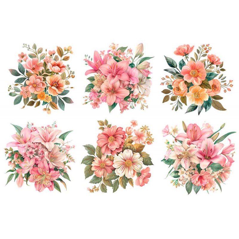 ESTAMPA FÁCIL - BOUQUETS ROSA