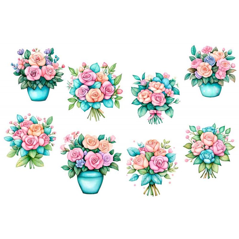 ESTAMPA FÁCIL - BOUQUETS ROSAS ACQUA
