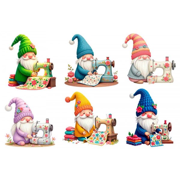 ESTAMPA FÁCIL - GNOMOS COSTUREIROS