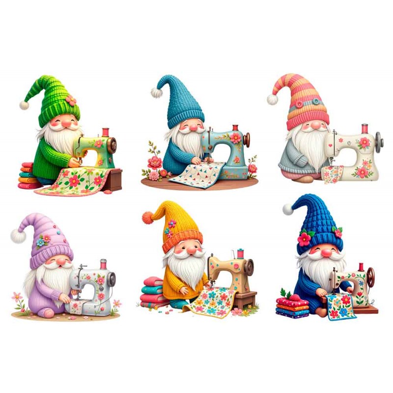 ESTAMPA FÁCIL - GNOMOS COSTUREIROS