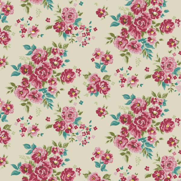 TRICOL. FLORAL MELBOURNE CREME - 100% ALGODÃO PREMIUM