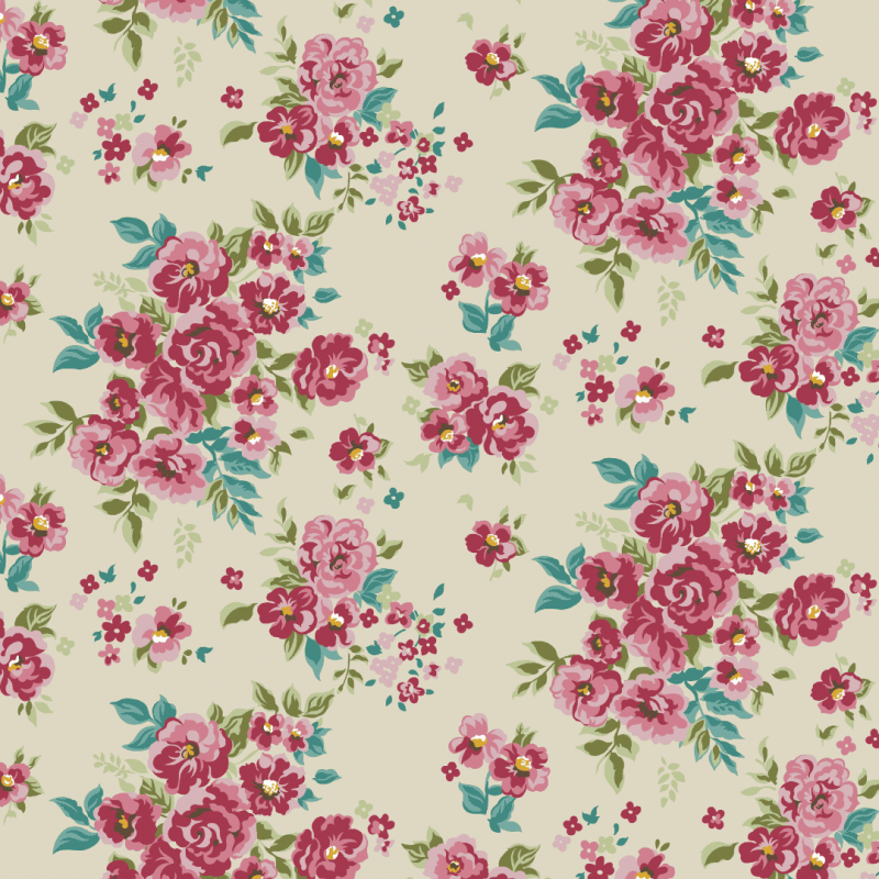 TRICOL. FLORAL MELBOURNE CREME - 100% ALGODÃO PREMIUM