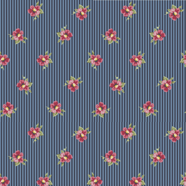 TRICOL. FLORAL LISTRADO PERTH MARINHO - 100% ALGODÃO PREMIUM
