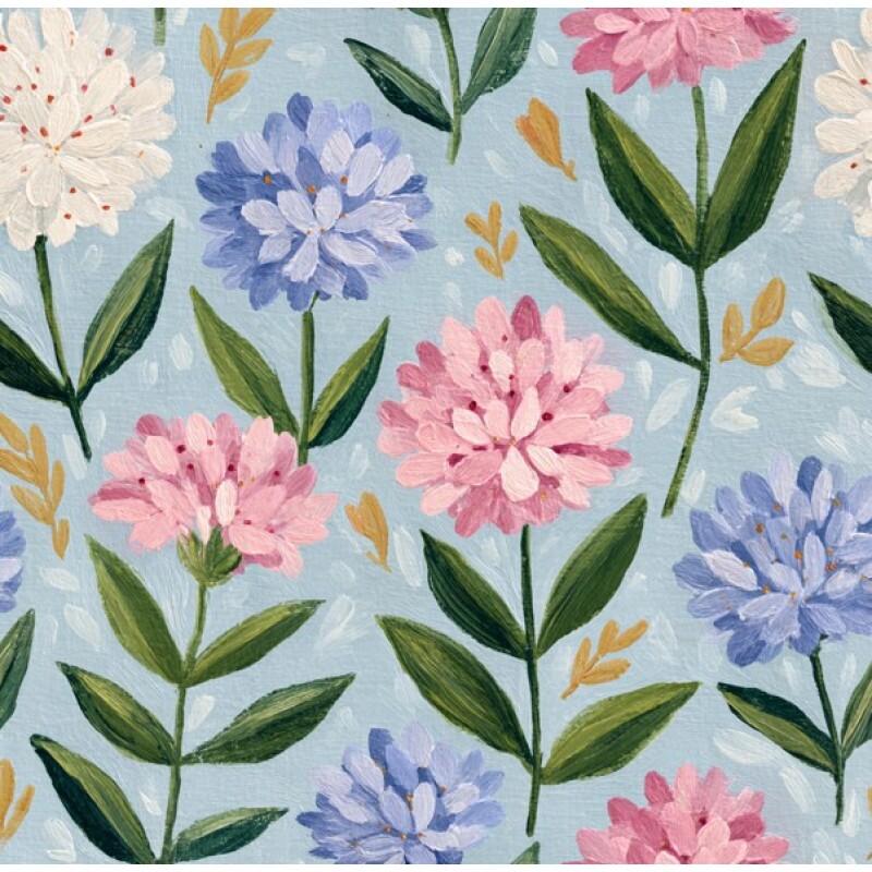 NV25 - TRICOL. FLORES TRICOLORES VA - 100%ALGODÃO - 01001/001D