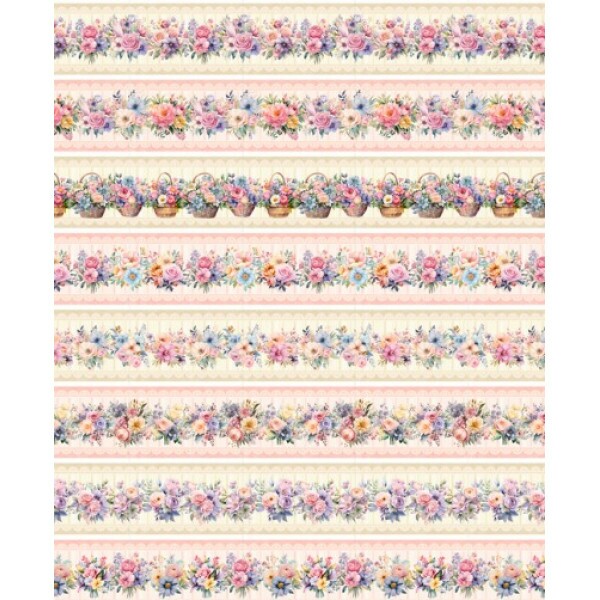 DZ25 - TRICOL. BARRADO FLORAL PASTEL - 100% ALGODÃO DIGITAL - 05386/001D