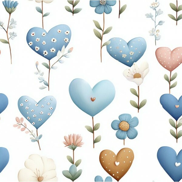 DZ25 - TRICOL. CORAÇÕES AZUIS - 100% ALGODÃO DIGITAL - 05201/001D