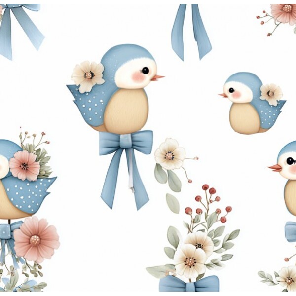 DZ25 - TRICOL. PASSARINHOS COM LACOS - 100% ALGODÃO DIGITAL - 05203/001D