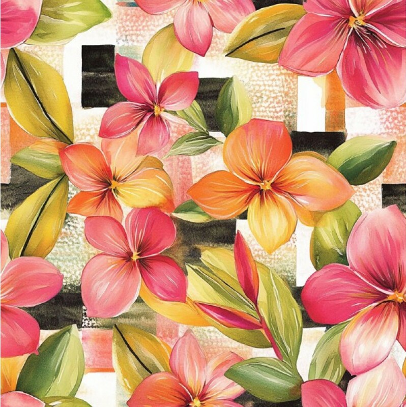 NV25 - TRICOL. EB FLOR NO XADREZ - 100%ALGODÃO 01011/001D