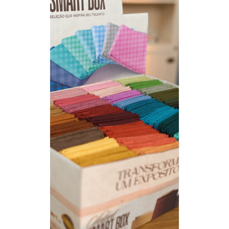 CAIXA SMART BOX TAM G COM 192 CORTES 50CM X 75 CM - ESTAMP XADREZ - 100% ALGODÃO