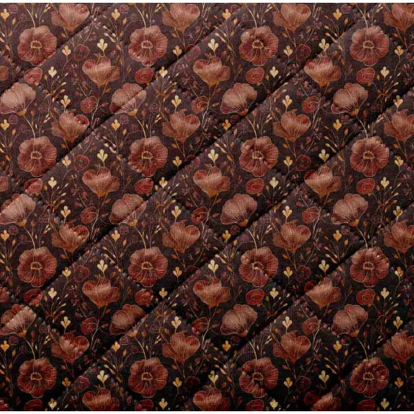 MATELASSÊ ROLINHO 0,50 X 1,40 - FLORES MARRONS - 50% ALG 50% SINT