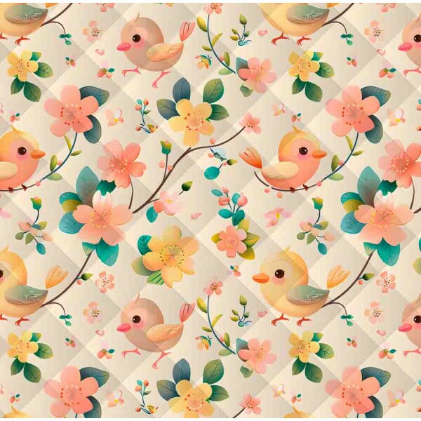 MATELASSÊ ROLINHO 0,50 X 1,40 - PASSARINHOS I - 50% ALG 50% SINT