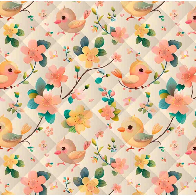 MATELASSÊ ROLINHO 0,50 X 1,40 - PASSARINHOS I - 50% ALG 50% SINT