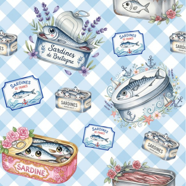 NV25 - TRICOL.  SARDINHAS NO XADREZ - 100% ALGODÃO - A0267/001D