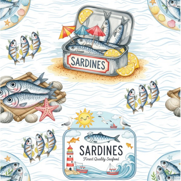 NV25 - TRICOL.  SARDINHAS EM ONDAS - 100% ALGODÃO - A0268/001D