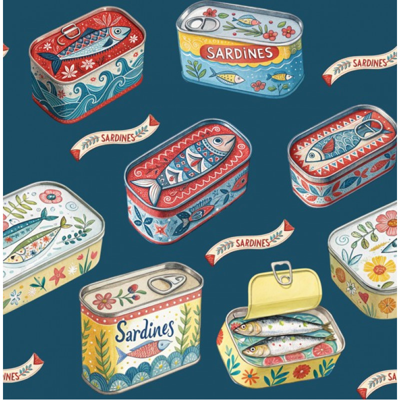 NV25 - TRICOL. LATAS DE SARDINHAS AZUIS - 100% ALGODÃO - A0271/001D