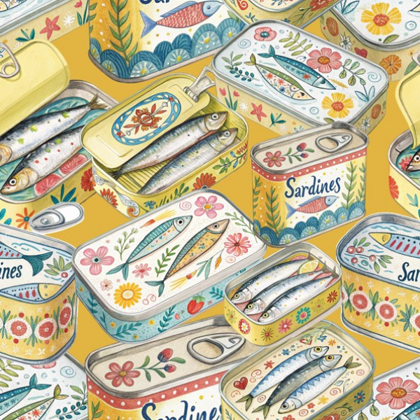 NV25 - TRICOL. LATAS DE SARDINHAS AMARELAS - 100% ALGODÃO - A0273/001D