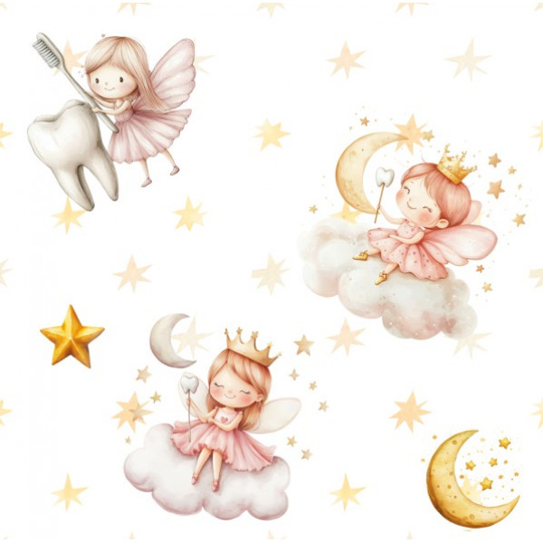 NV25 - TRICOL. FADA DO DENTE ROSA - 100% ALGODÃO - A0019/001D