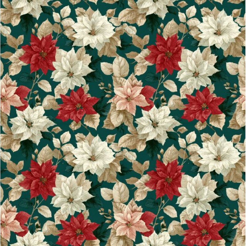 SARJA HIDRORREPELENTE - FLORAL NATAL VERMELHO - 100% ALGODÃO A8036/001
