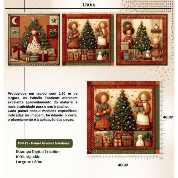 NT26 - TRICOL. PAINEL ÁRVORES DE NATAL - 100% ALGODÃO A7549/001D