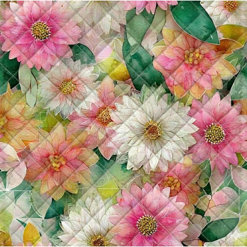 MATELASSÊ TRAMAS FLORES - 50% ALG 50% SINT
