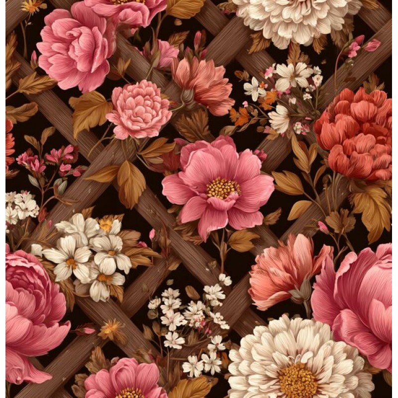 MG26 - TRICOL. COLEÇÃO MAGISTRAL - FLORES NA TRELIÇA - 100% ALGODÃO A4474/001
