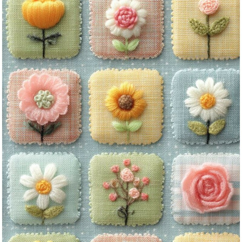 OT26 - TRICOL. AB PATCH MARGARIDAS - 100% ALGODÃO - A6003/001D