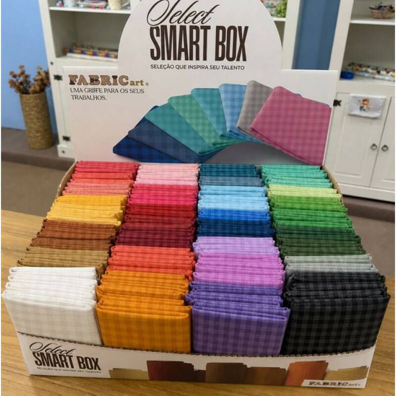 CAIXA SMART BOX TAM M COM 144 CORTES 50CM X 75CM - ESTAMP XADREZ - 100% ALGODÃO