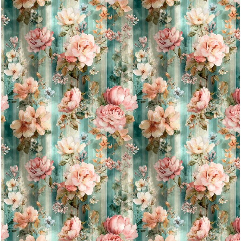 AB26 - TRICOL. AR FLOR LISTRADA - 100% ALGODÃO - 05701/001D