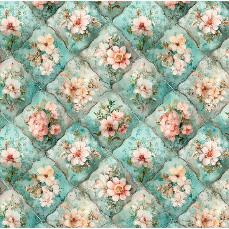 AB26 - TRICOL. AR FLOR NO VITRAL - 100% ALGODÃO - 05693/001D