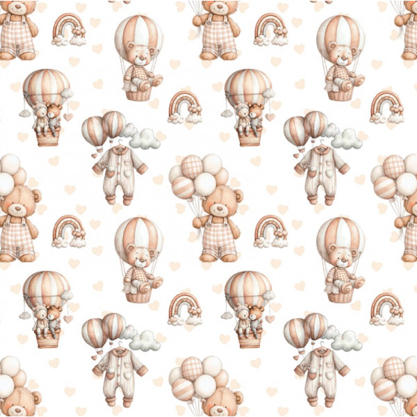 AB26 - TRICOL. URSINHOS NO BALÃO  - 100% ALGODÃO - A0557/001D