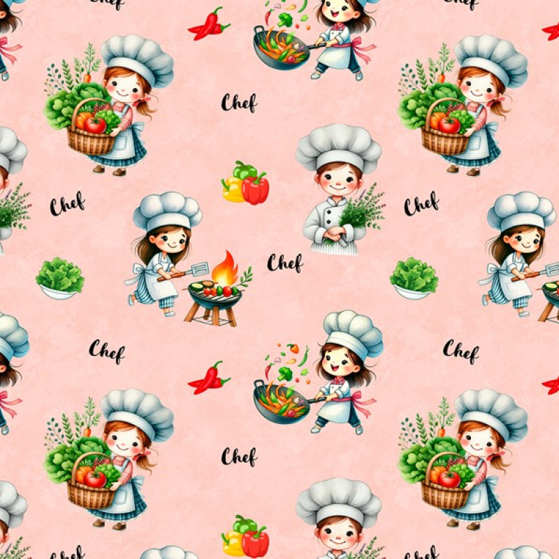 AB26 - TRICOL. CHEF ROSÊ - 100% ALGODÃO - A0458/001D