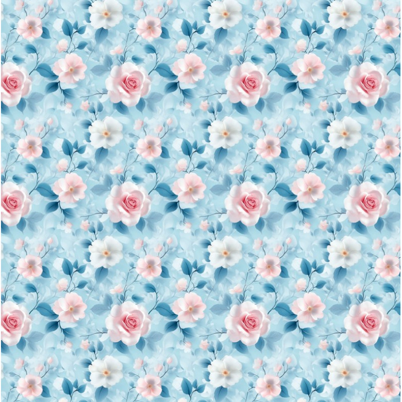 AB26 - TRICOL. WR FLORES EM AZUL - 100% ALGODÃO - A0712/001D AB26 - TRICOL. WR FLORES EM AZUL - 100% ALGODÃO - A0712/001D