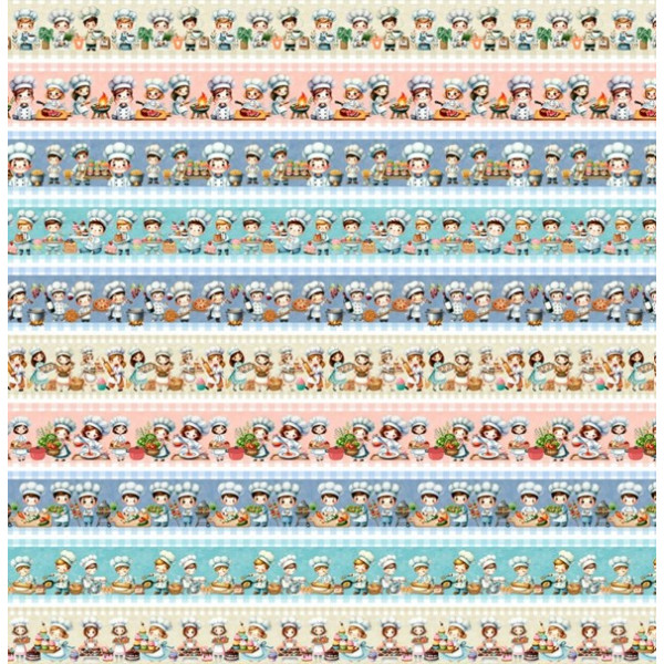 AB26 - TRICOL. BARRADO CUTE CHEFS - 100% ALGODÃO - A0568/001D