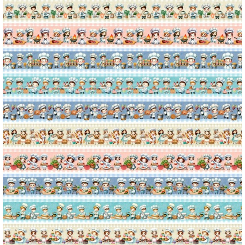 AB26 - TRICOL. BARRADO CUTE CHEFS - 100% ALGODÃO - A0568/001D