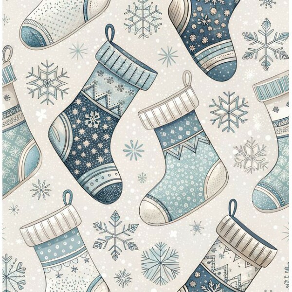 NT26 - TRICOL. NATAL BLUE SILVER BOTAS - 100% ALGODÃO - A1186/001D