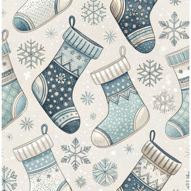 NT26 - TRICOL. NATAL BLUE SILVER BOTAS - 100% ALGODÃO - A1186/001D