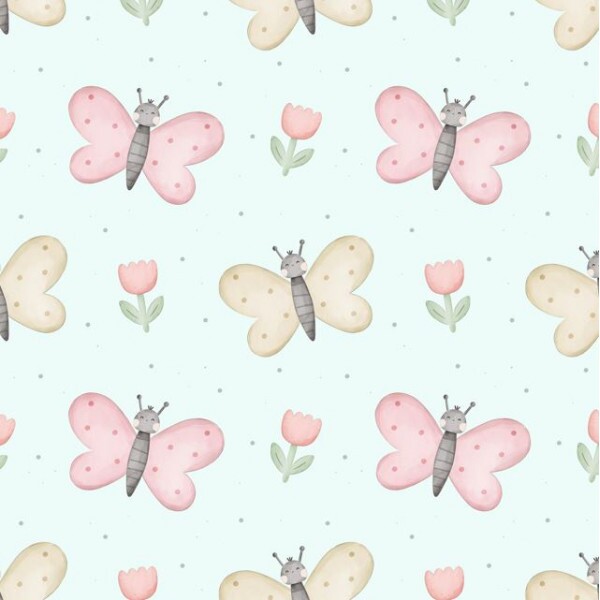 AB26 - TRICOL. BORBOLETA E FLOR - 100% ALGODÃO - A3841/001D