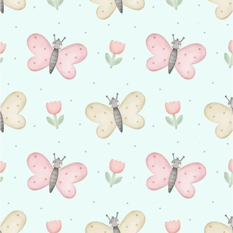 AB26 - TRICOL. BORBOLETA E FLOR - 100% ALGODÃO - A3841/001D