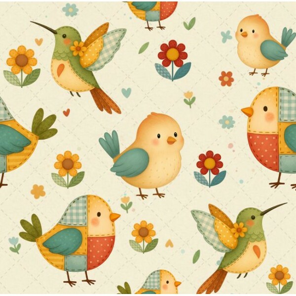 AG26 - TRICOL. GARDEN BIRDS - 100%ALGODÃO - A2408/001D