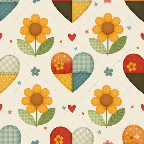 AG26 - TRICOL. GARDEN HEARTS - 100%ALGODÃO - A2410/001D