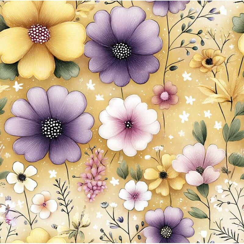 AG26 - TRICOL. SL LAVENDER FLOWERS - 100%ALGODÃO - A5593/001D