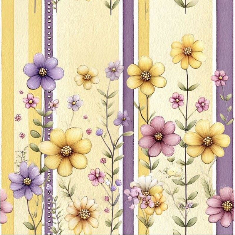 AG26 - TRICOL. SL FLOWERS AND STRIPES - 100%ALGODÃO - A5592/001D