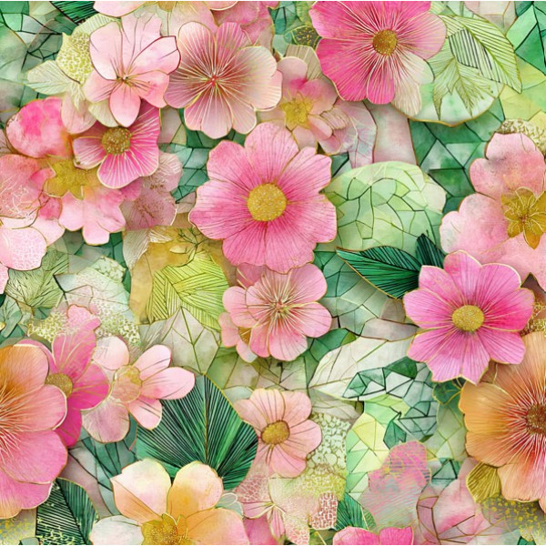 INFL26 - TRICOL. TR FLOR MOSAICO - 100% ALGODÃO - A2692/001D - E15973