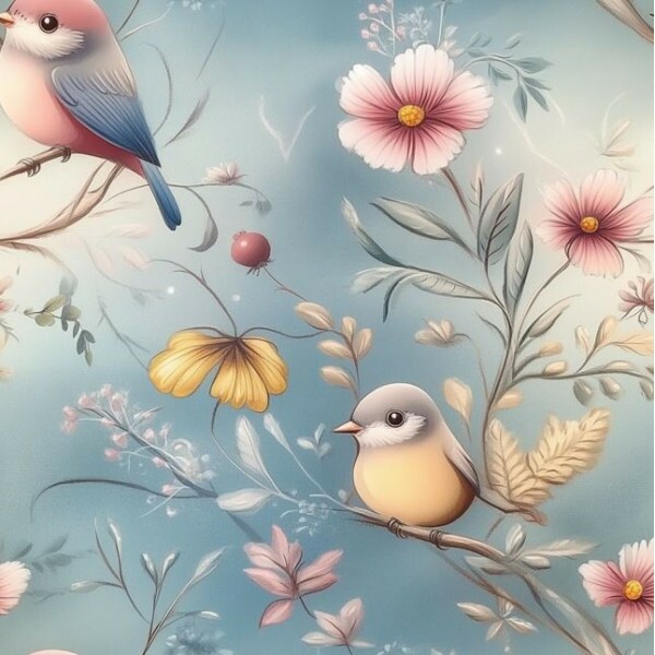 JL26 - TRICOL. PA PÁSSAROS NO AZUL - 100% ALGODÃO - A3397/001D