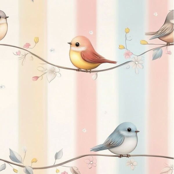 JL26 - TRICOL. PA PÁSSAROS E LISTRAS - 100% ALGODÃO - A3401/001D