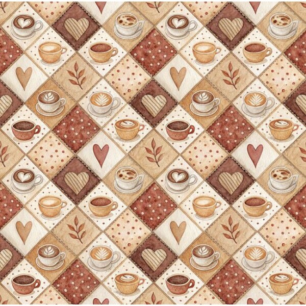 JL26 - TRICOL. CAFÉ COM CORAÇÃO - 100% ALGODÃO - A3402/001D