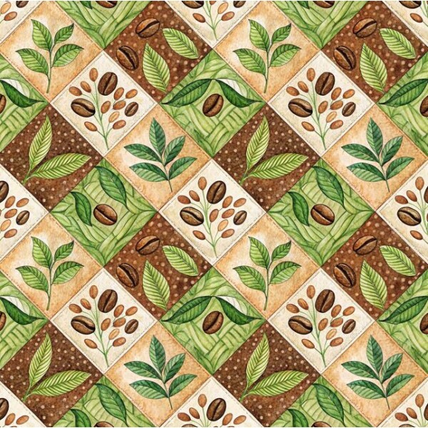 JL26 - TRICOL. FOLHAS CAFÉ - 100% ALGODÃO - A3404/001D