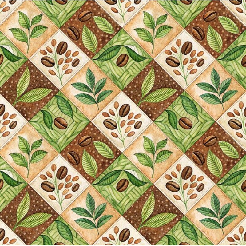 JL26 - TRICOL. FOLHAS CAFÉ - 100% ALGODÃO - A3404/001D