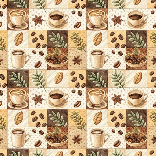 JL26 - TRICOL. CAFÉ BEGE E RAMOS - 100% ALGODÃO - A3405/001D