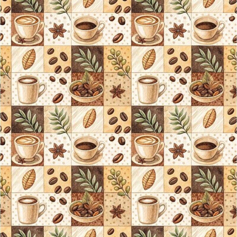 JL26 - TRICOL. CAFÉ BEGE E RAMOS - 100% ALGODÃO - A3405/001D